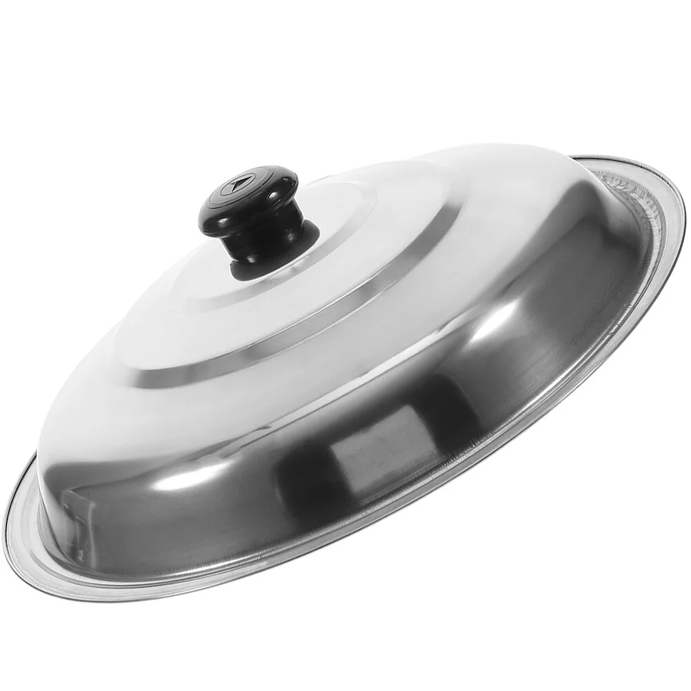 Stainless Steel Wok Lid Pot Covers Cooking Glass Lids Pots Pans Kitchen Hamburger Grill Steamer Microwave 14 Inch