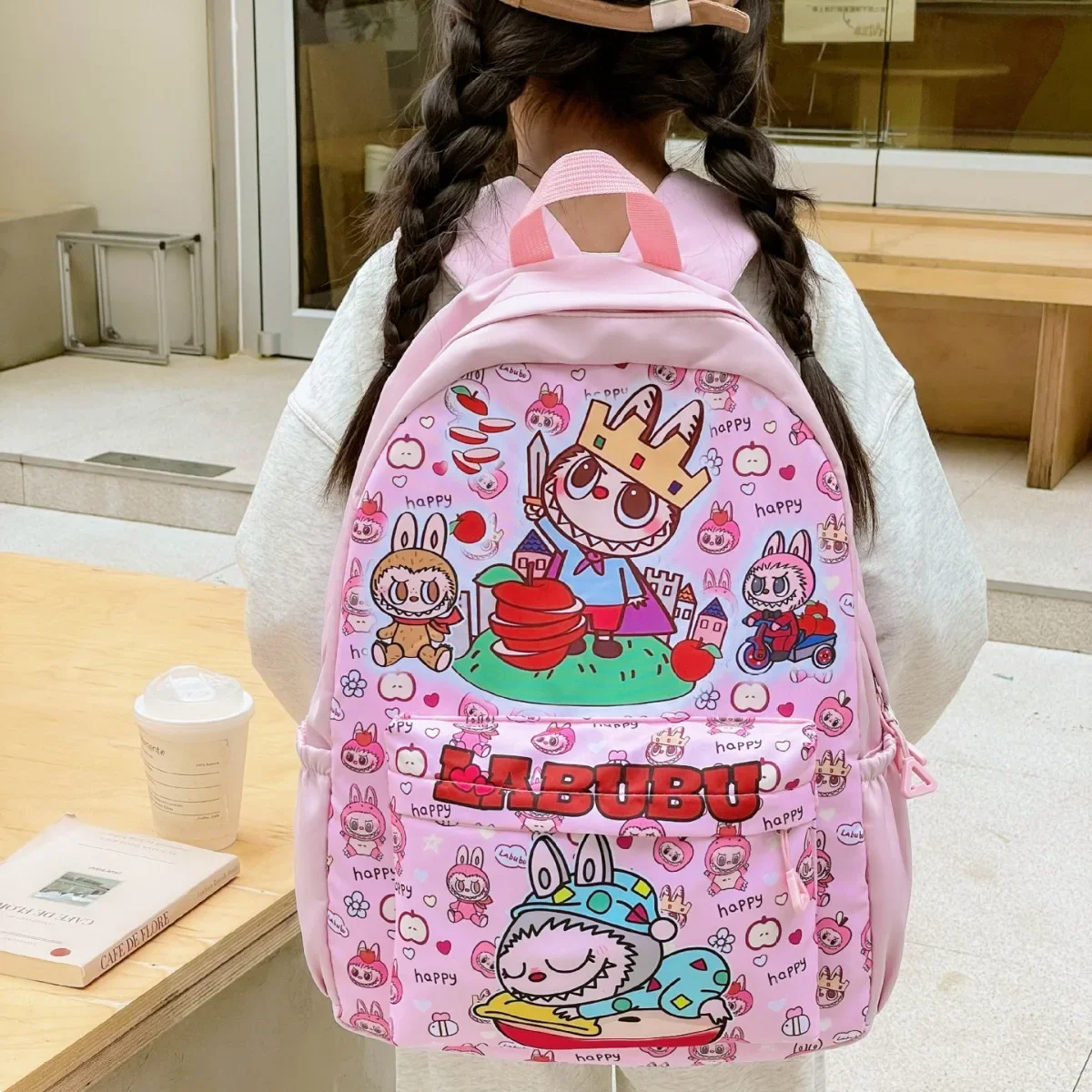 

LABUBU children backpack 2025 New Cartoon Cute Large Capacit Junior and Senior High School Students Burden Reduction Schoolbag