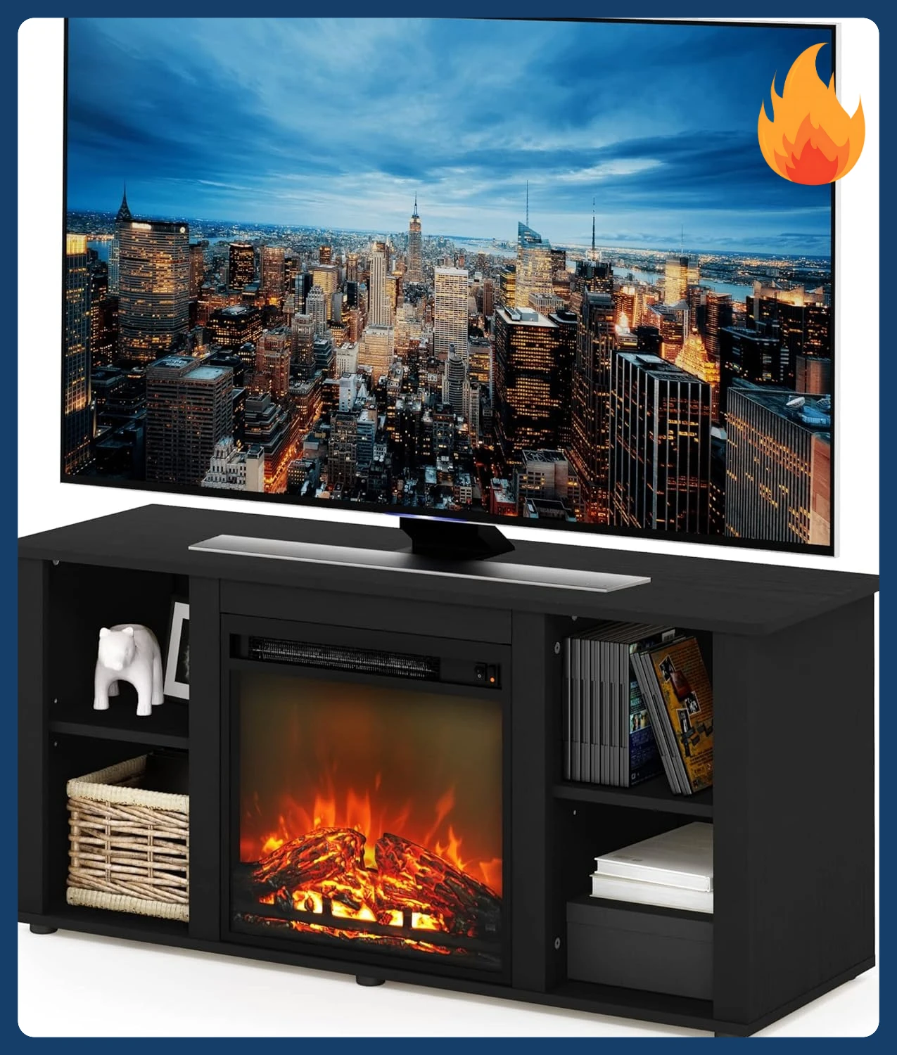 [¡Precio con descuento! ]Jensen Entertainment Center Stand con chimenea para TV de hasta 55 pulgadas, Americano, eléctrico con cable, ajustable