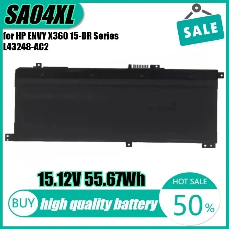 

Новый высококачественный аккумулятор для ноутбука SA04XL, 15,12 В, 55,67 Втч для HP ENVY X360 15-DR Series L43248-AC2 L43267-005