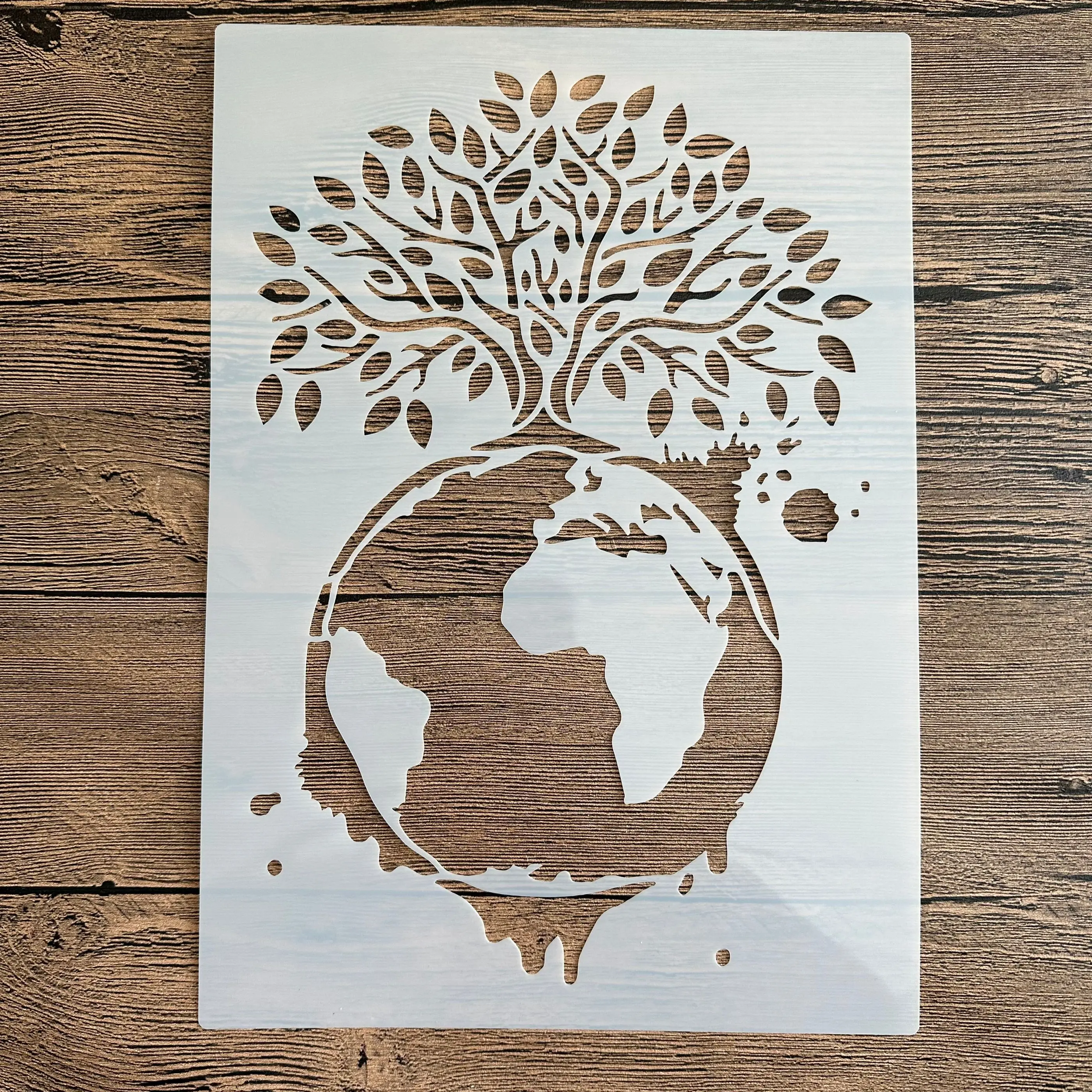 A4 29 *21cm Earth Life Tree DIY Stencils Wall Painting Scrapbook Coloring Embossing Album Decorative Paper Card Template,wall