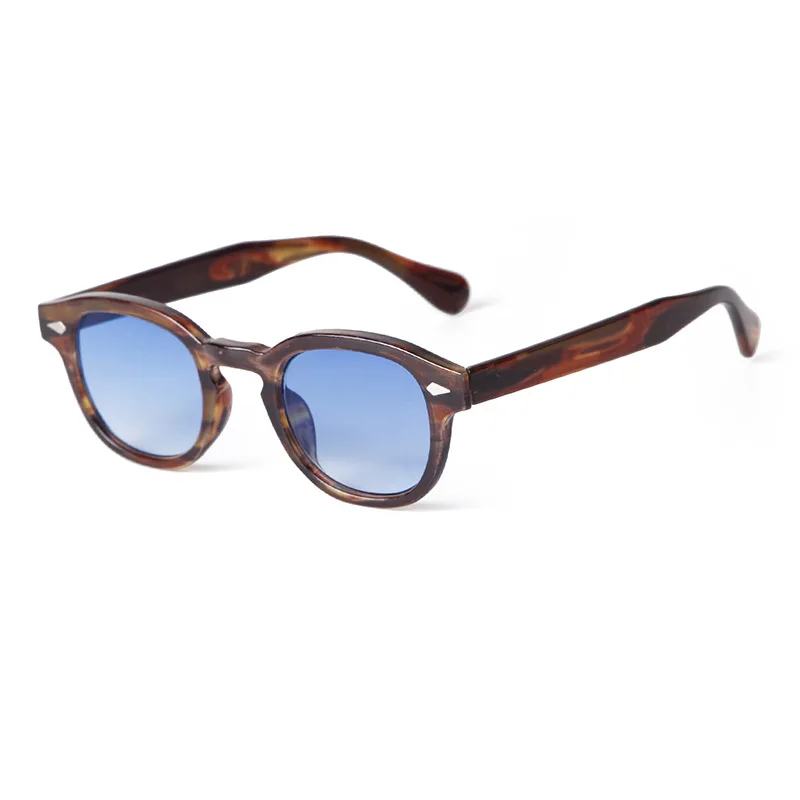 JNPCXI Vintage Runde Sonnenbrille Frauen Männer Retro Niet Blau Farbverlauf Weibliche Sonnenbrille UV400