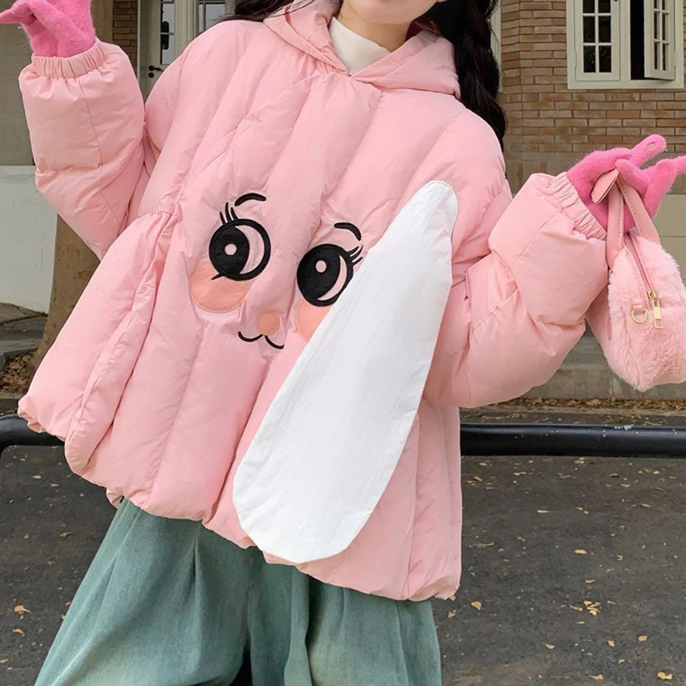 

sweet and cute wind cartoon three-dimensional big-eared dog hooded clothes, cotton-padded clothes and jackets for women