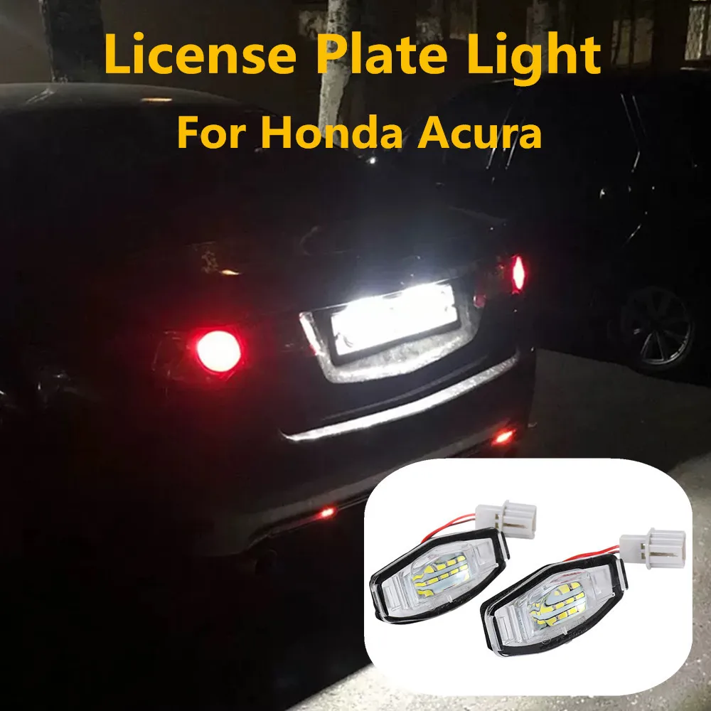Bombillas LED blancas sin errores para matrícula de coche, accesorios para Honda Odyssey Civic 7ª, 8ª, 9ª generación, Accord RL TL TSX MDX ILX
