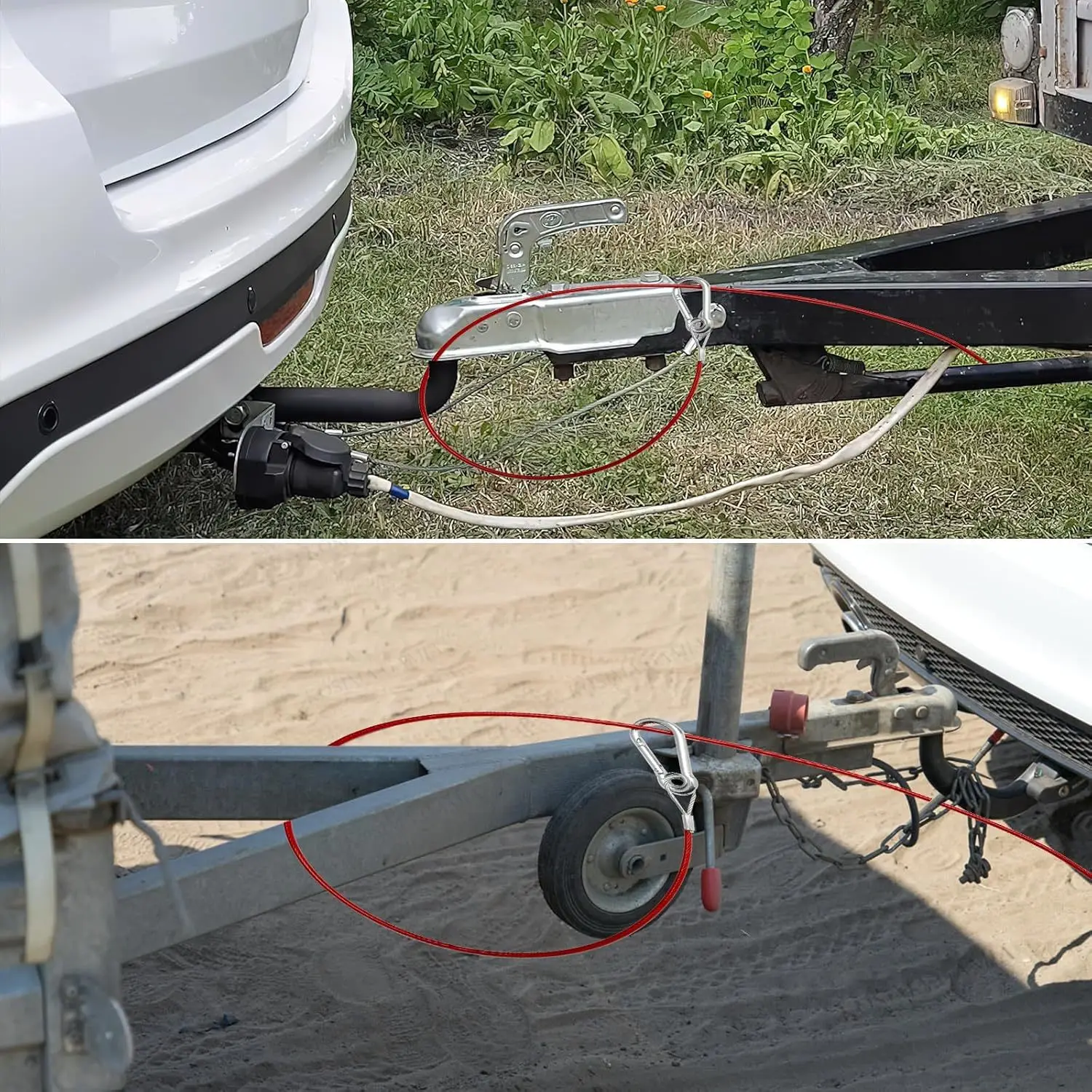 Universelles Hochleistungs-Edelstahl-Notbremsseil für Wohnwagen und Anhänger, Sicherheitskabel für Bremskupplung, Zubehörteile – Detail 5
