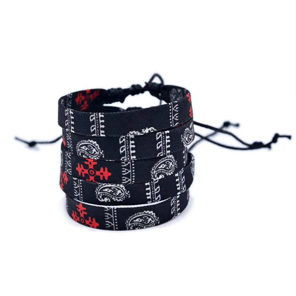 1 or 4 Pieces Palestinian Keffiyeh Bracelet for Women Men Handmade Adjustable Woven Fabric Bracelets Jewelry