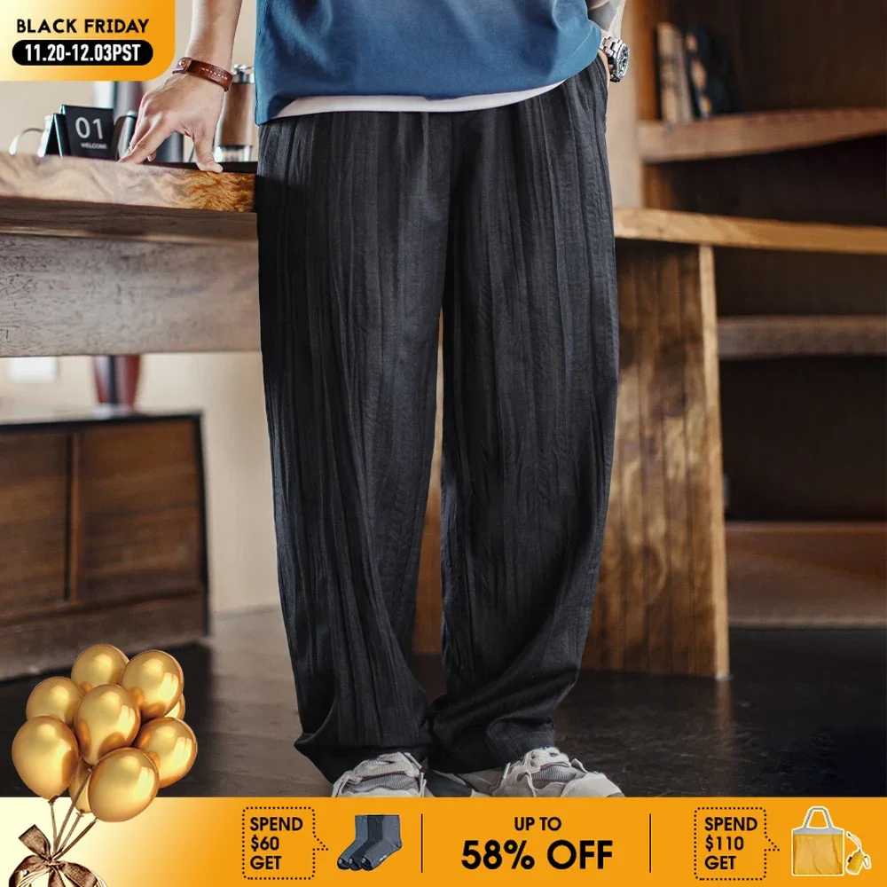 

Maden Casual Cool TR Water Wave Плиссированные брюки Мужские весенне-летние брюки свободного покроя в городском стиле с эластичной резинкой на талии снизу