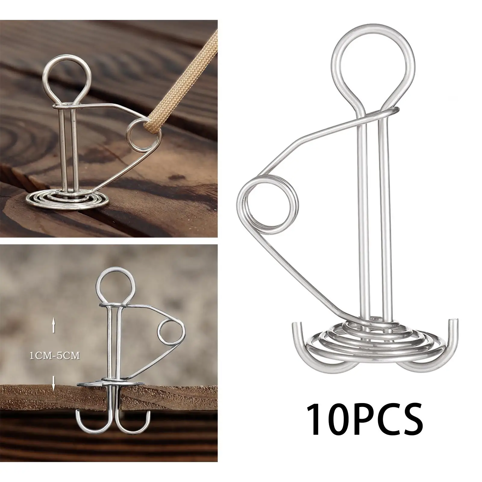 10Pack Deck Anchor Peg Rope Buckle Spring Buckle Awning Tent Stakes Outdoor