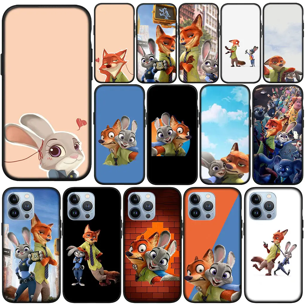 Zootopia Zootropolis Silicone Phone Casing for Apple iPhone 16 11 Pro XS Max X XR 6 s 7 8 Plus + SE 2022 16+ Cover Case