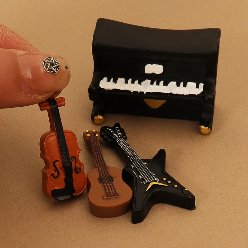 1:12 Dollhouse Miniature Electric Guitar Piano Violin Set Dollhouse Musical Instrument Ornament Dolls House Decor Accessories