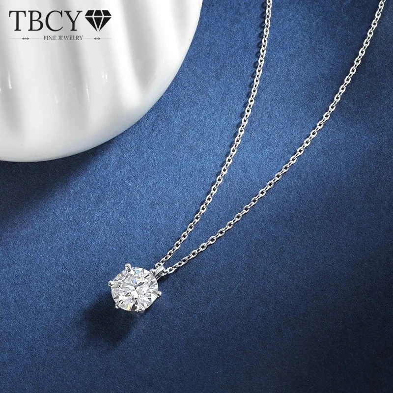 

TBCYD 2CT D цвет 8 мм муассанит ожерелье кулон для женщин стерлингового серебра 925 пробы свадебная вечеринка ювелирные изделия с бриллиантами оптовая продажа