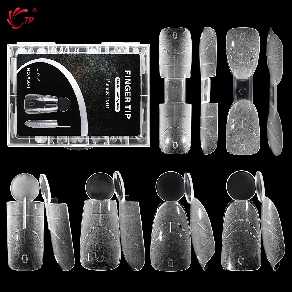 

TP 140Pcs Nail Dual Form Matte Surface Nail Extension System Tips Square Oval Coffin Acrylic Building Gel Nail Art Mold 14 Sizes