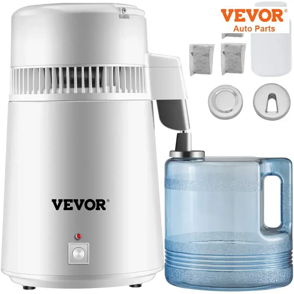VEVOR Destylator Wody, Filtr Oczyszczający, Dozownik 4L z Funkcją Podgrzewania, Butelka do Picia, Zmiękczacz, Stal Nierdzewna 304, Sprzęt AGD do Biura