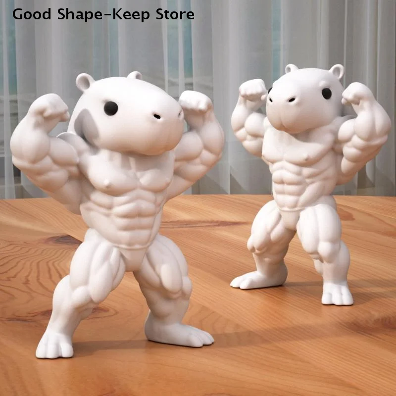 Langlebige Kunststoff-Dekorationen für Zuhause, weiße muskulöse Katzen-, Capybara-, Kuh- und Tigerstatuen, perfektes Geschenk, Innendekoration für das Wohnzimmer.