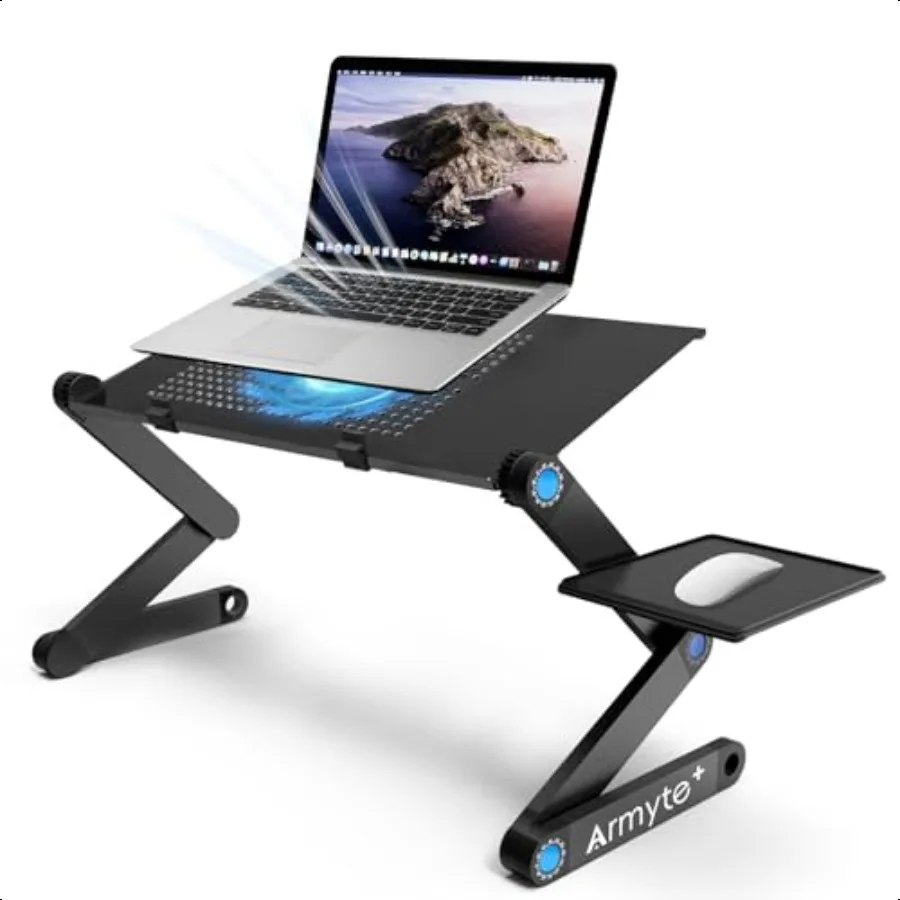 

Extra Wide Adjustable Laptop Stand with Cooling Fan Mouse Pad for 17 Inch Computer Portable Ergonomic Lap Desk for Bed Sofa Cou