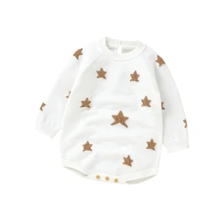 Cute Star Pattern Print Long Sleeve Baby Boys & Girls Spring & Autumn Rompers Soft Newborn Jumpsuit Breathable Infant Bodysuit