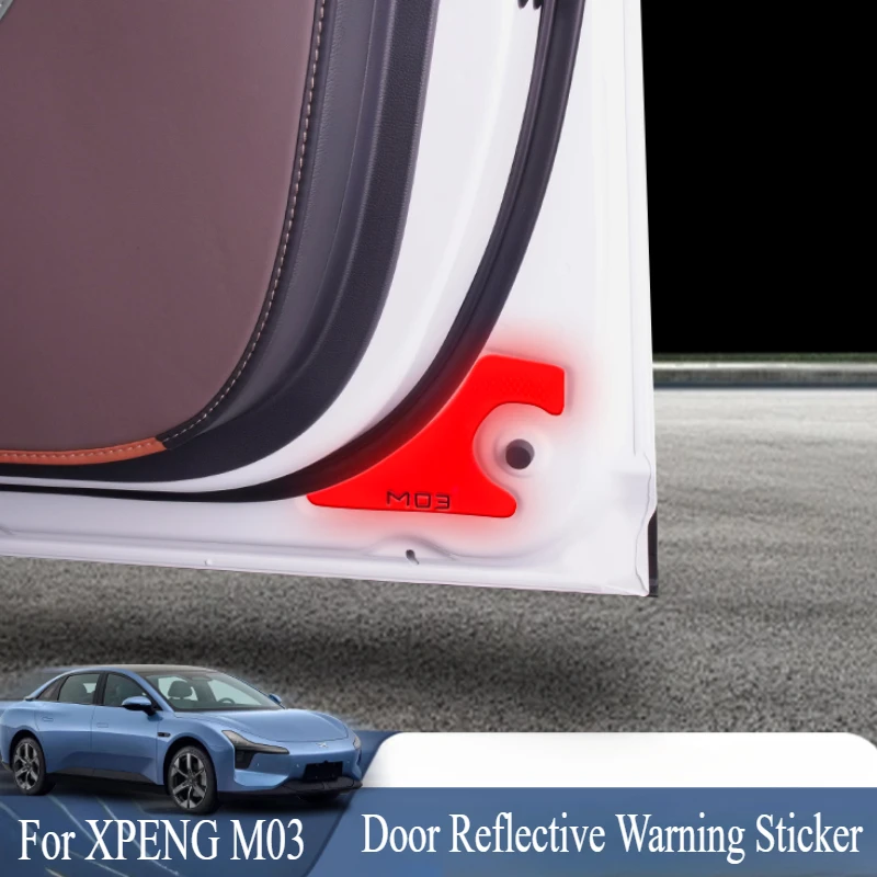 For XPENG Xiaopeng MONA M03 Car Door Reflective Warning Sticker Car Door External Prompt Sticker Auto Modification Accessories