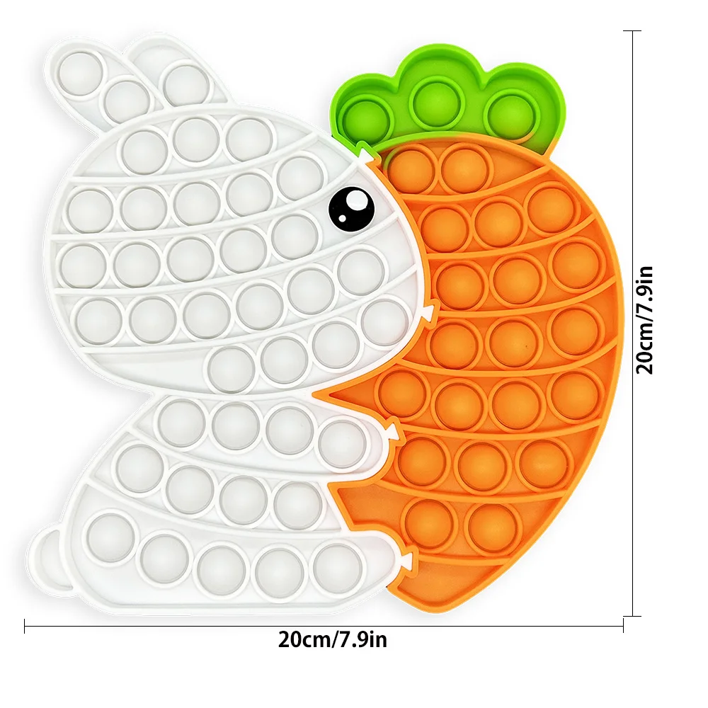 Bunny Carrot Bubble Sensory Fidget Toys, Quick Push Puzzle Block Board Games, Gifts for Easter Birthday Christmas