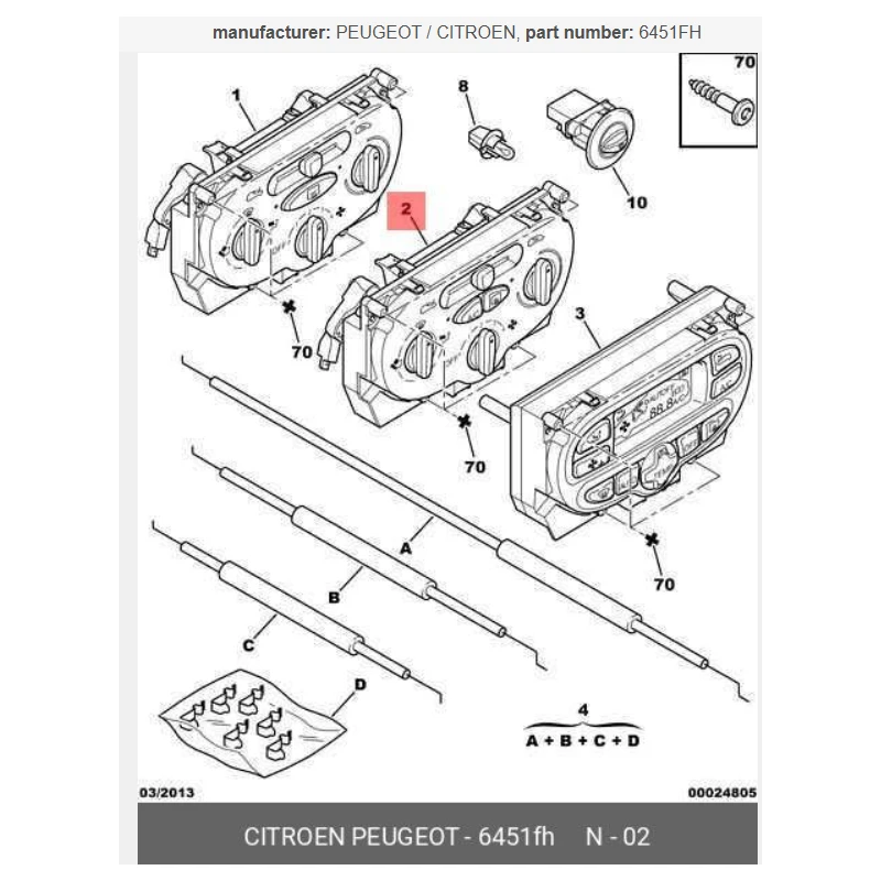 6451FH 6451JV Original new HEATER CONTROL PLATE  Suitable for Citroen XSARA PICASSO HEATER CONTROL PLATE