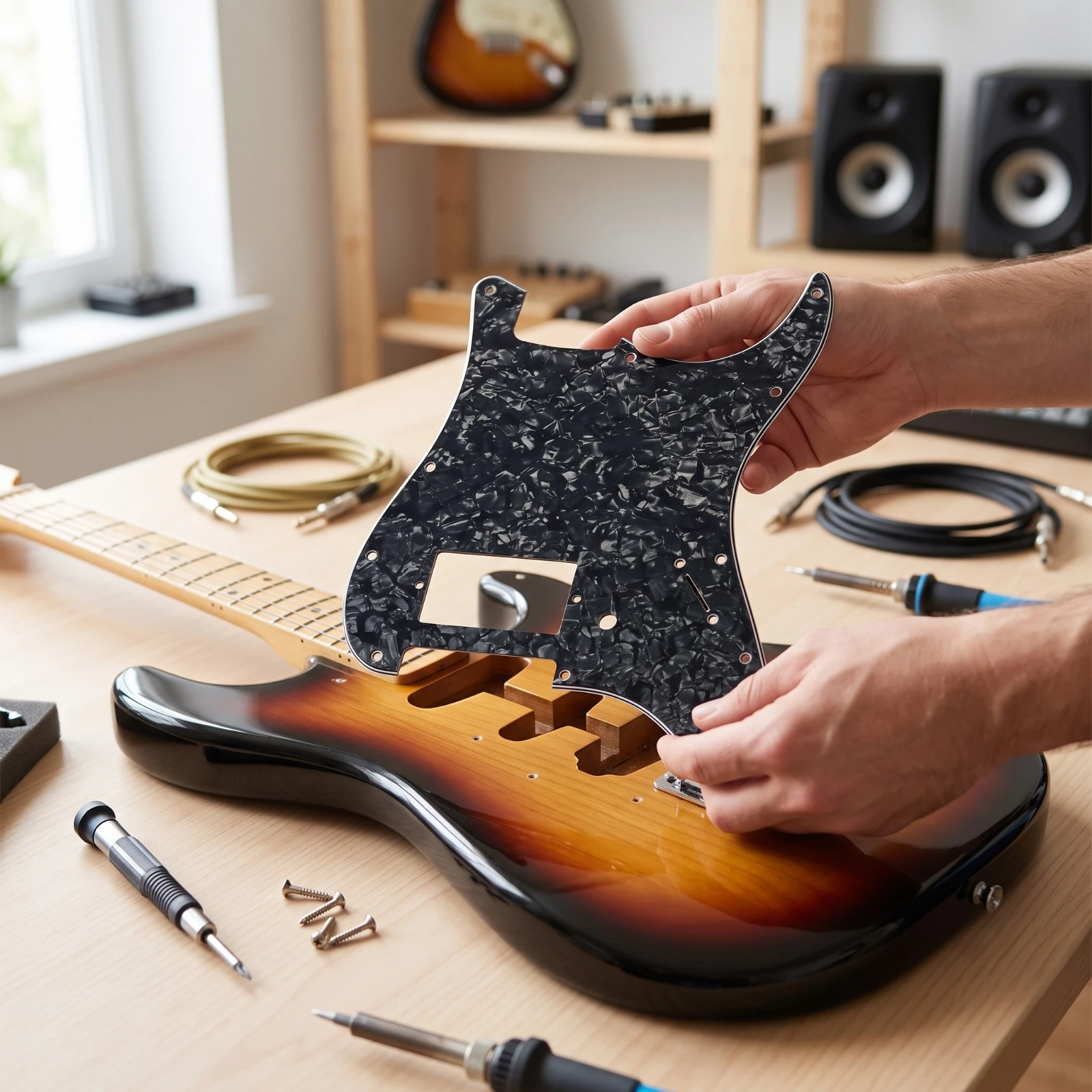 Electric Guitar Pickguard Glossy Guitar Pickguard Scratchplate Modern Style Hardware Shielded for Guitarists