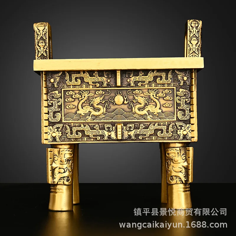 Copper incense burner, pure copper, wealth symbol, square design, suitable for living room or shop decoration, representing pros