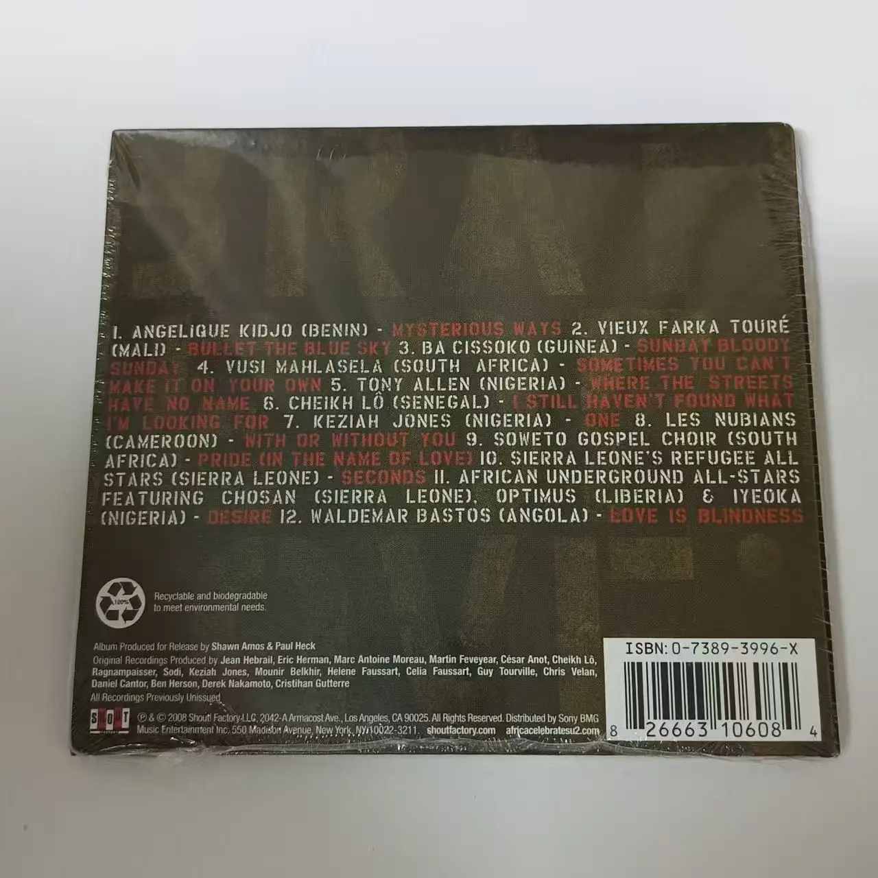 باسم الحب أفريقيا يحتفل على U2 الموسيقى CD أعظم الزيارات ألبوم الموسيقى سجل تأثيري وكمان سيارة صندوق الموسيقى الموسيقية #2