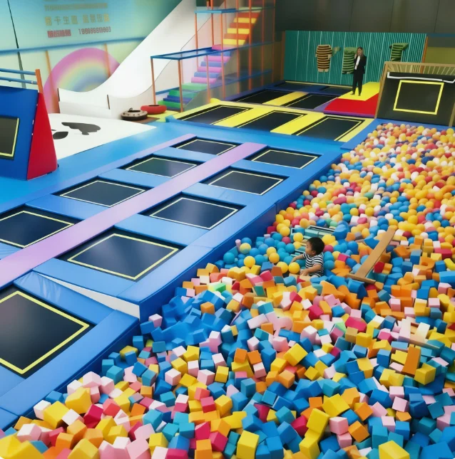 Indoor Playground Slides, Trampoline Park, Large Play Area, Children's Toys, Foam Blocks, Soft Play Equipment, Kids Playset