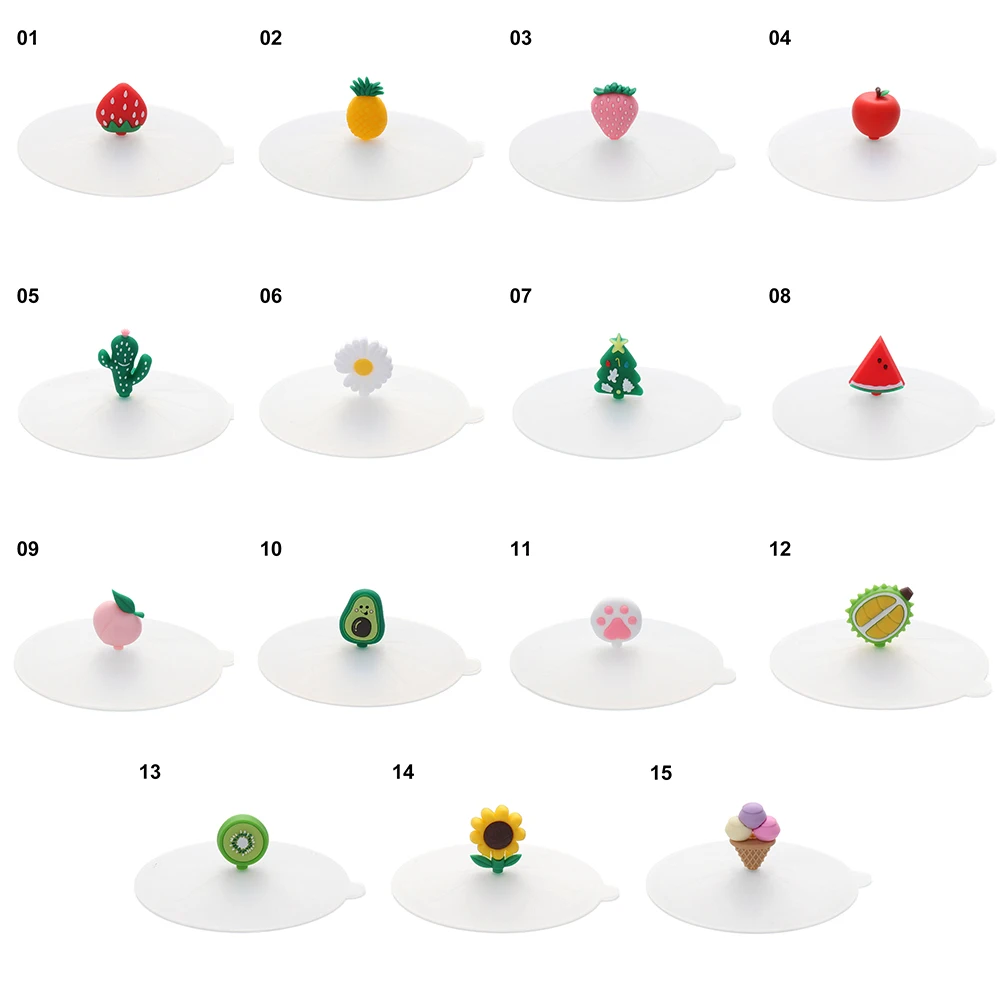 Silicone Cup Cover Dustproof Cup Cover Transparent Cartoon Cute Heat-resistant Leak Proof Sealed Lids Cap