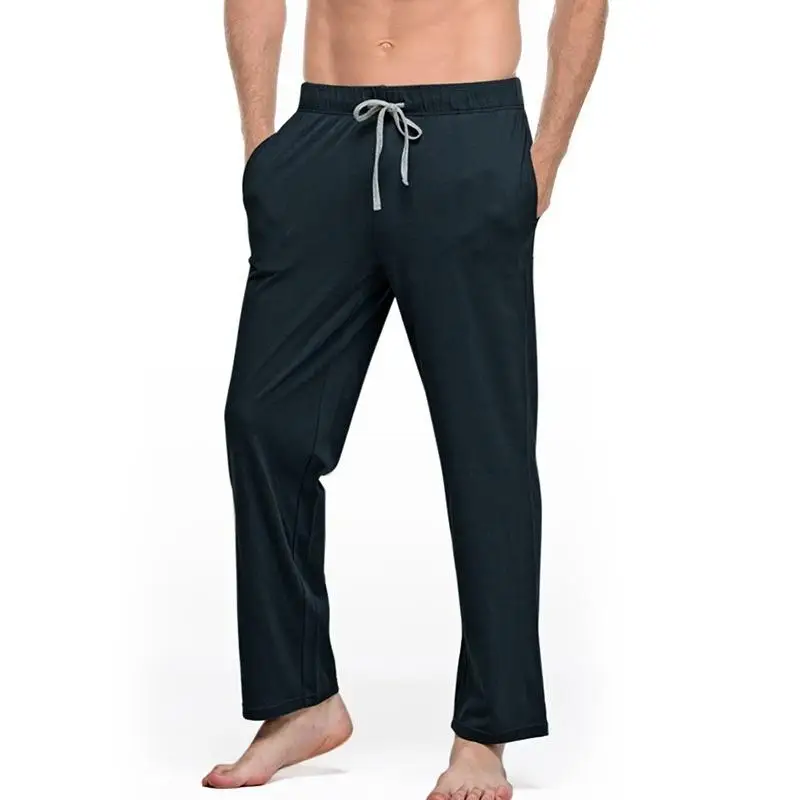 Pantalones de pijama de algodón para hombre, ropa de dormir informal, pantalones largos con cordón suave, ropa de salón para el hogar, primavera, verano, otoño