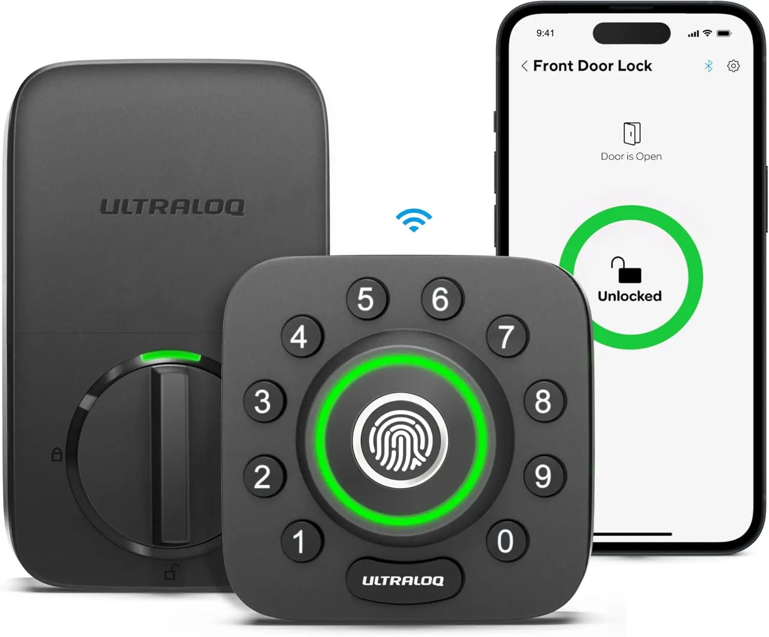 ULTRALOQ U-Bolt Pro WiFi Smart Lock with Door Sensor, 8-in-1 Keyless Entry Door Lock with Built-in WiFi,Fingerprint ID