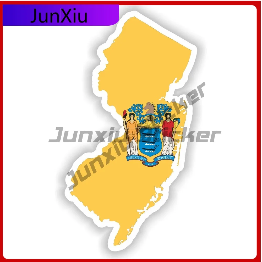 

New Jersey Usa National Flag And Emblem Map Shape Stickers Decorative Motorcycle Stickers And Decals Camping Suv Refit Car Decor