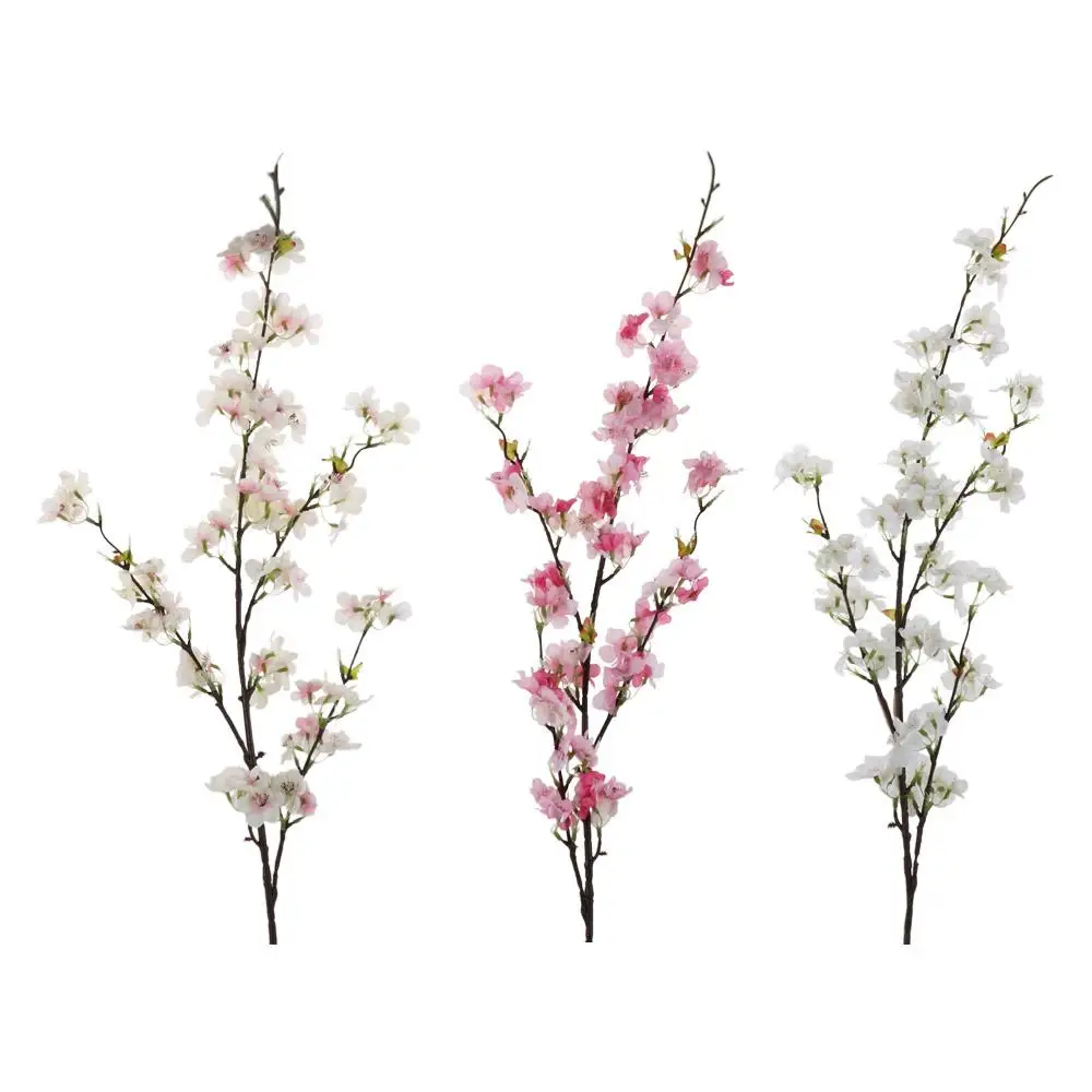 Colorful Flower Arrangement Cherry Blossom Branch Floral Art Handmade Artificial Cherry Blossom Flexible 4-pronged Living Room