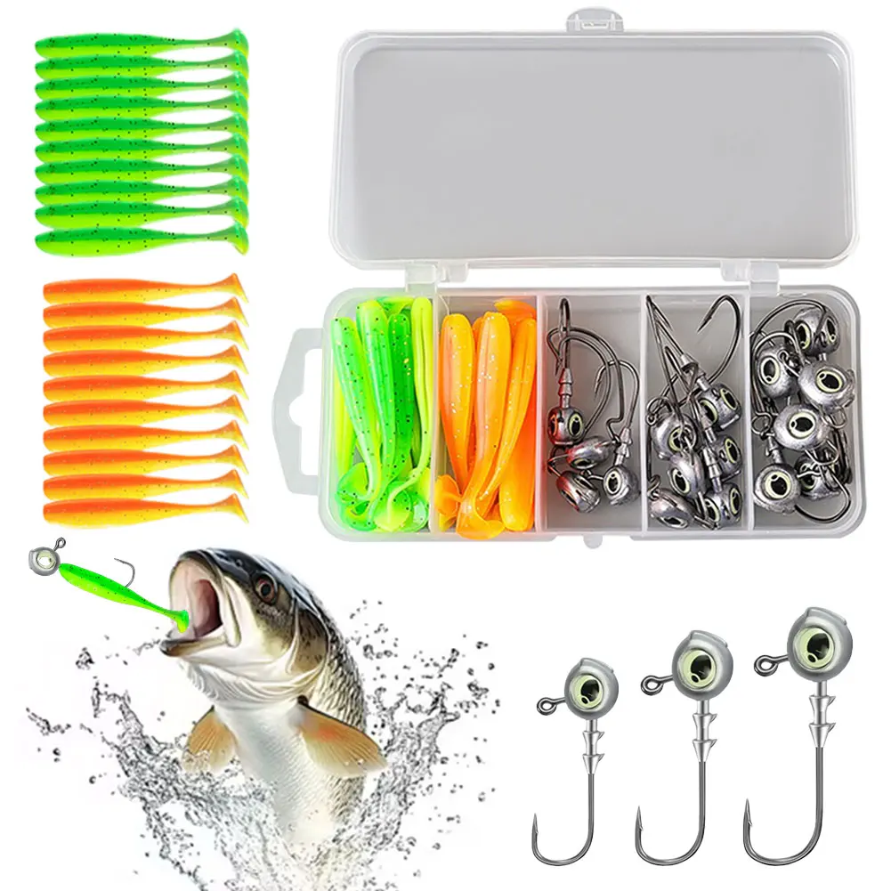 

Soft Fishing Lure Jig Hook Silicone Lure Set Artificial Bait Soft Bait Fishing Accessories for Freshwater Saltwater