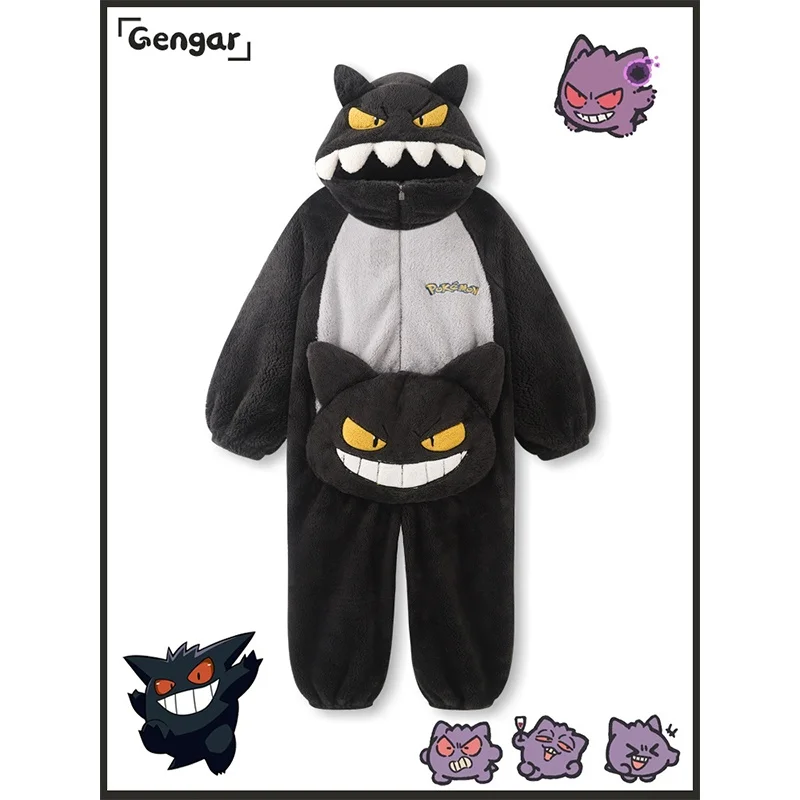 pok-e-mon-peripherique-geng-fantome-combinaison-couple-pyjamas-automne-et-hiver-corail-polaire-epaisse-flanelle-hommes-et-femmes-maison-caillot