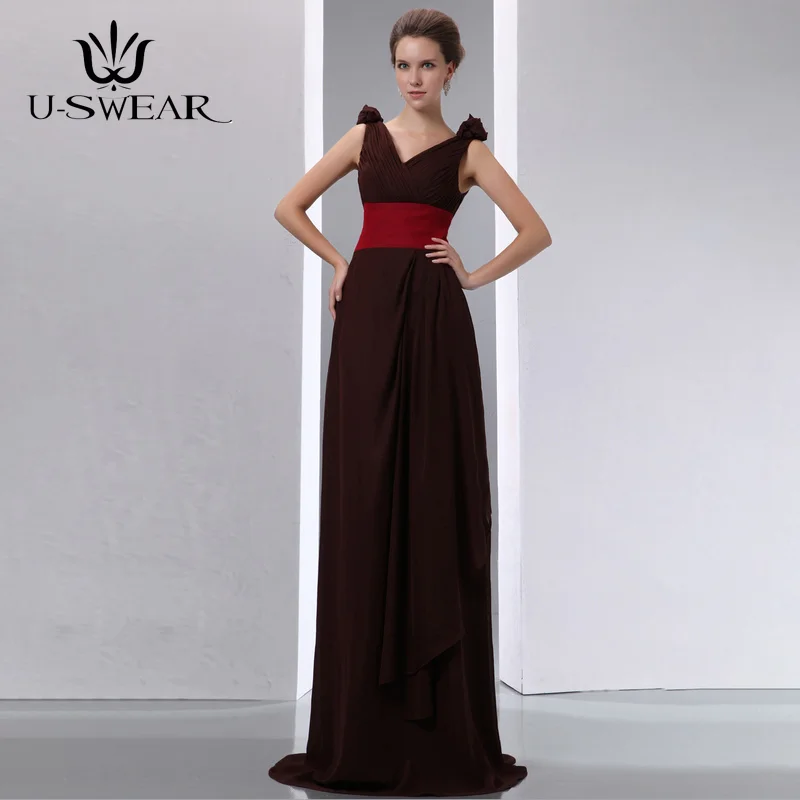 

Grace Burgundy Bridesmaid Dresses V-Neck Sleeveless Dresses for Wedding Party Chiffon Pleat Robe Demoiselle Evening Dresses