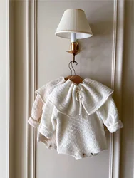 Combinaison à manches longues et châle pour bébé fille de 0 à 24 mois, ensemble 2 pièces pour tout-petits, couleur unie, nouvelle collection automne hiver