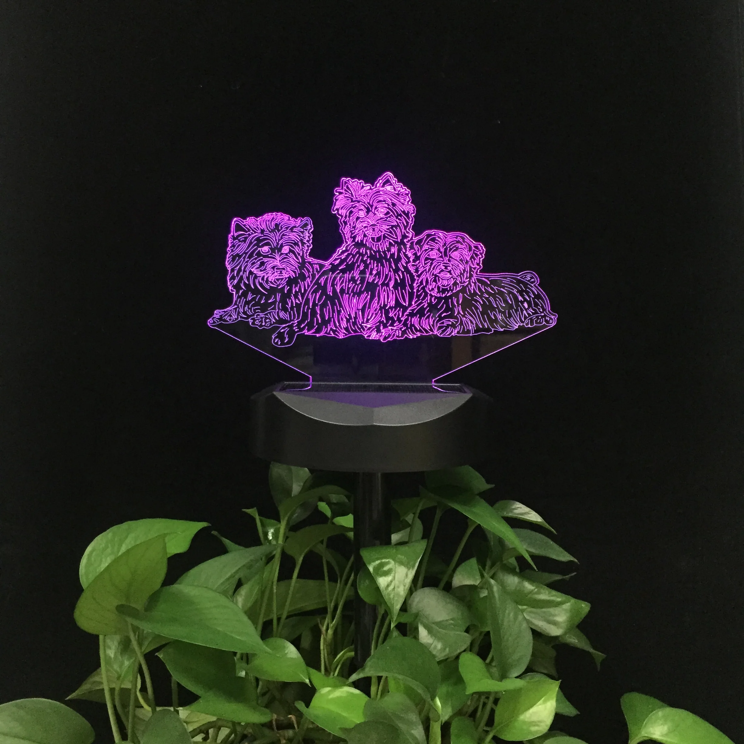 Solar Powered Dog Family 3D LED Night Lamp Dropship Waterproof Landscape Lighting Outdoor Garden Light for Pathway IP 67 Walkway