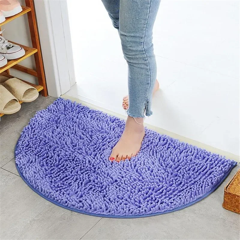 40×60CM Solid Half Moon Round Semi Circle Machine Washable Rubber Back Mat Home Bathroom Rug Bathroom mat set Small rug Funny