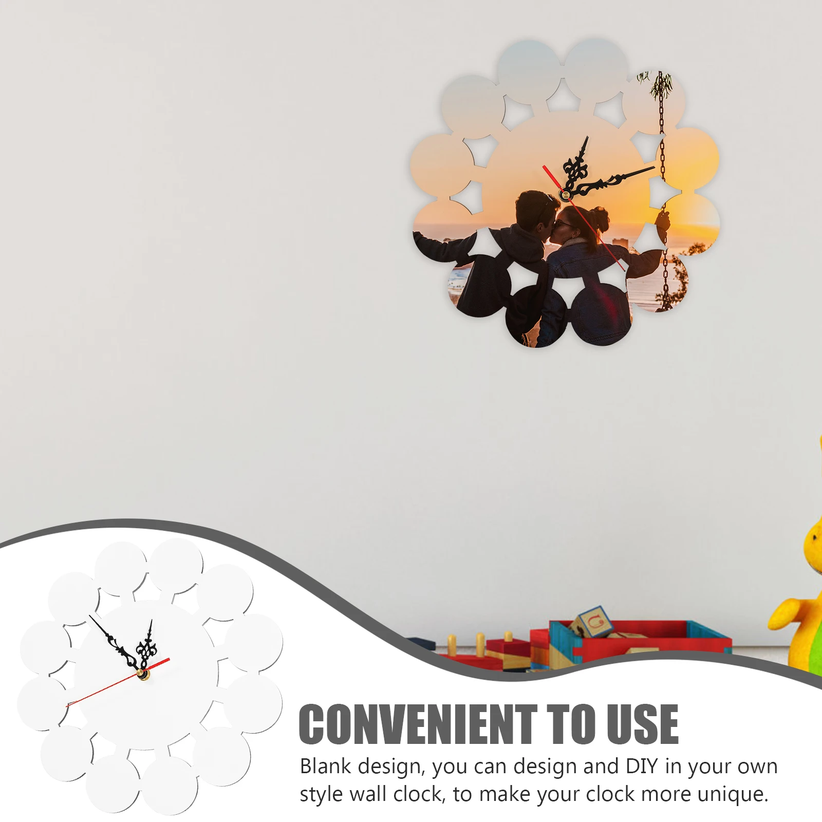 

Round Sublimation Wall Clock Blank DIY Heat Transfer Hanging Decoration Non Ticking Silent Clock for Home Office Art Craft