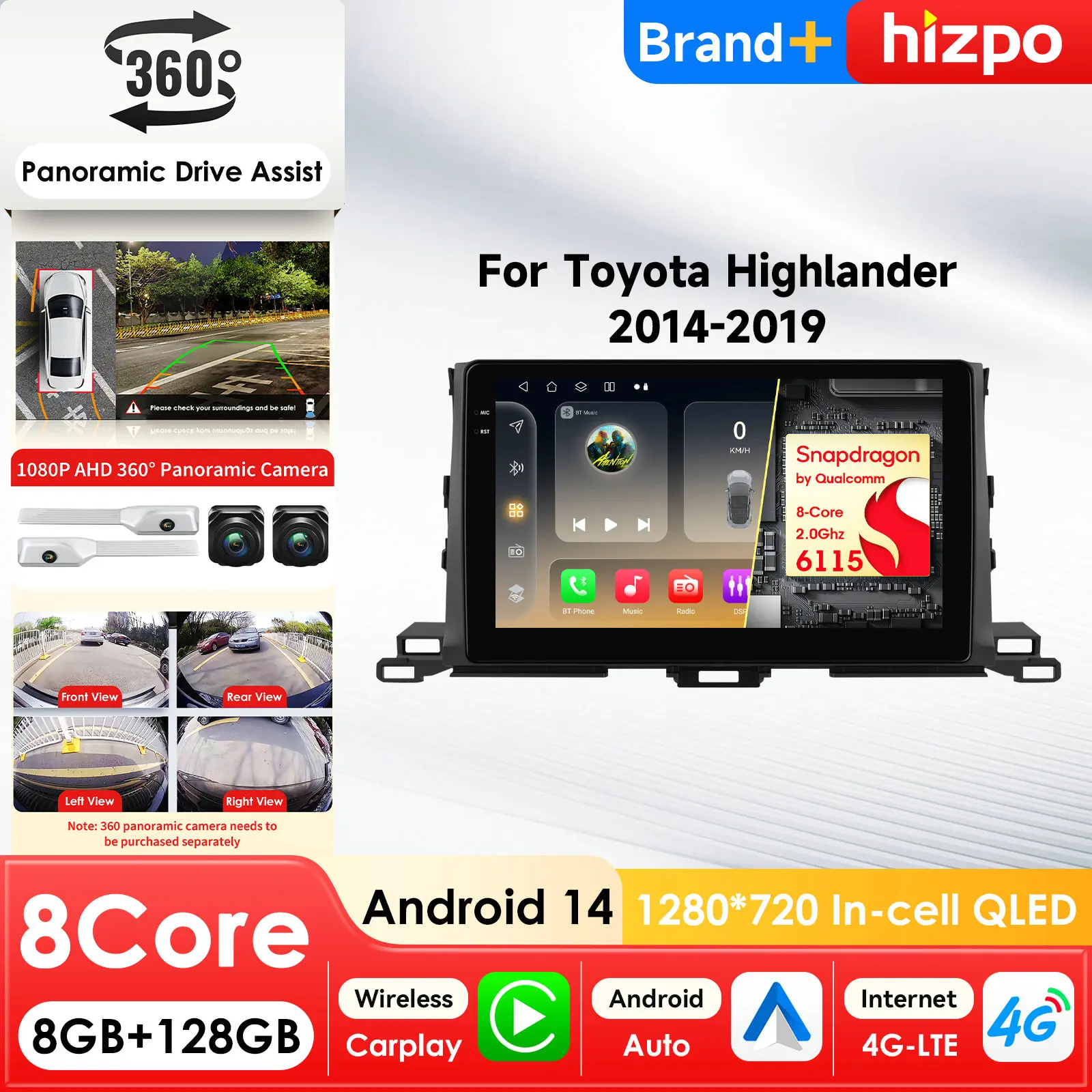 

Автомагнитола 7862 AI Systems с CarPlay и Android Auto для Toyota Highlander 2014-2019, GPS-мультимедийный плеер, стерео-головное устройство, 4G WIFI