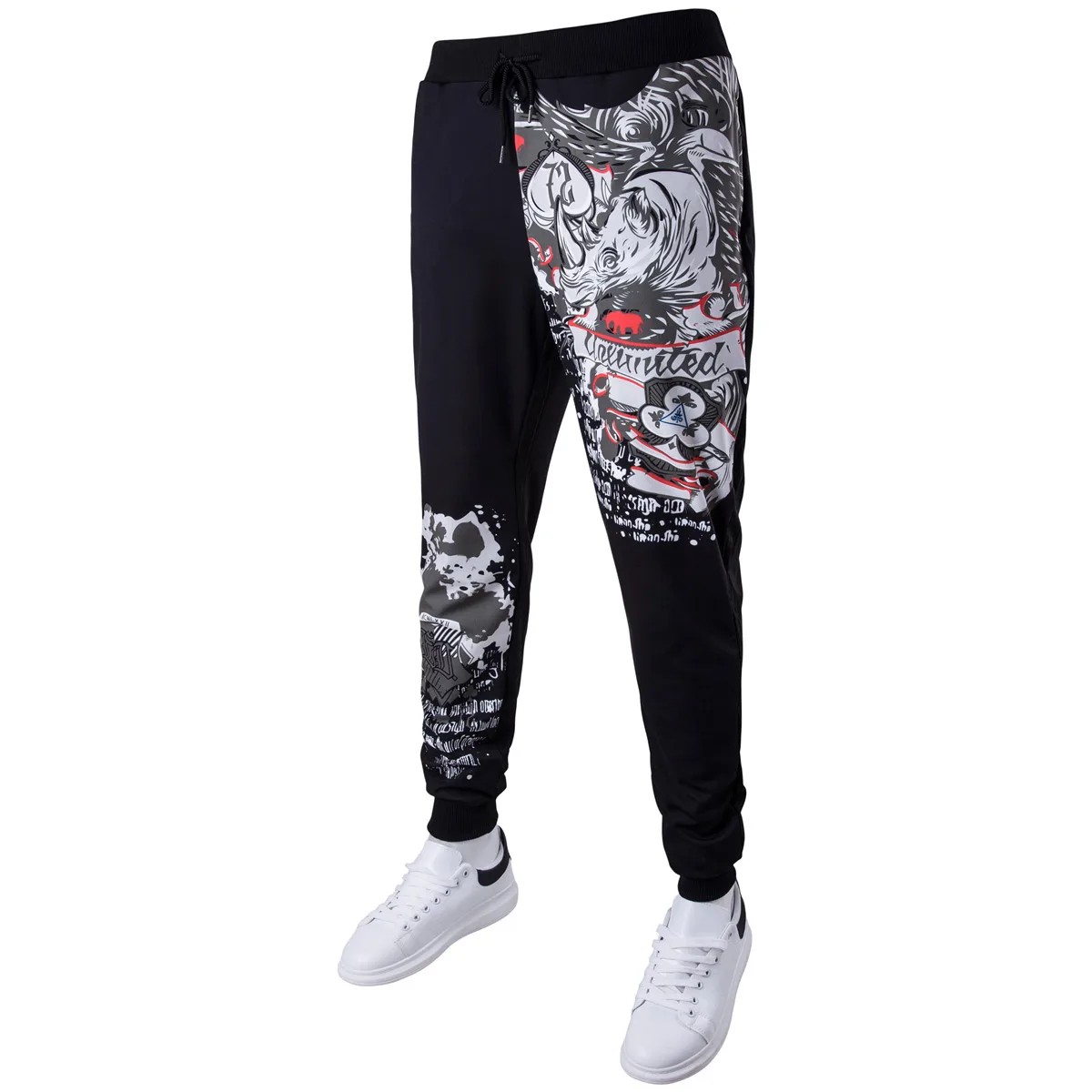 

2022 new fashion pencil pants harem pants stretch men's rhino print casual pants