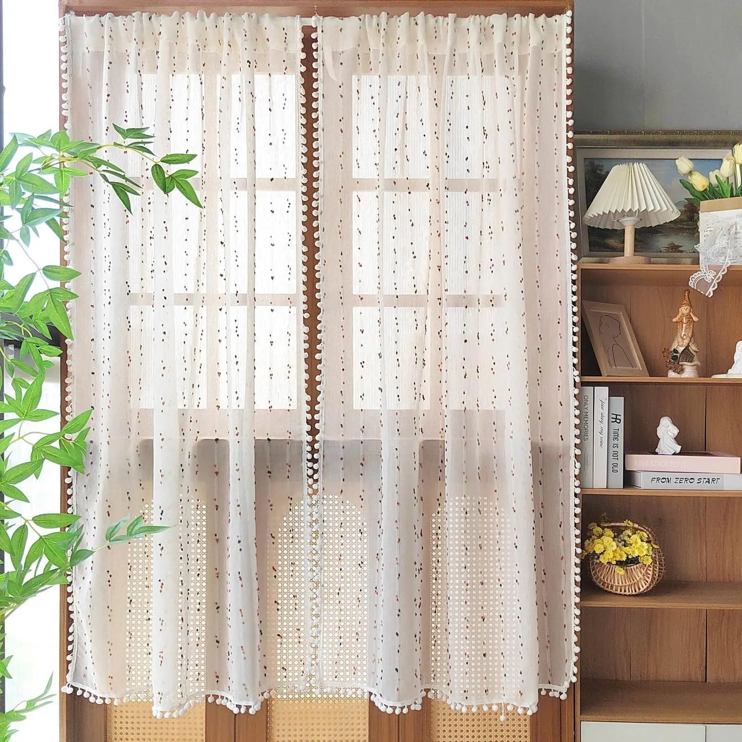 1/2 Stück süßer Regenbogen-Punkt-Jacquard-Vorhang, geeignet für Wohnzimmer, Schlafzimmer, Balkon, Erkerfenster, Heimdekoration