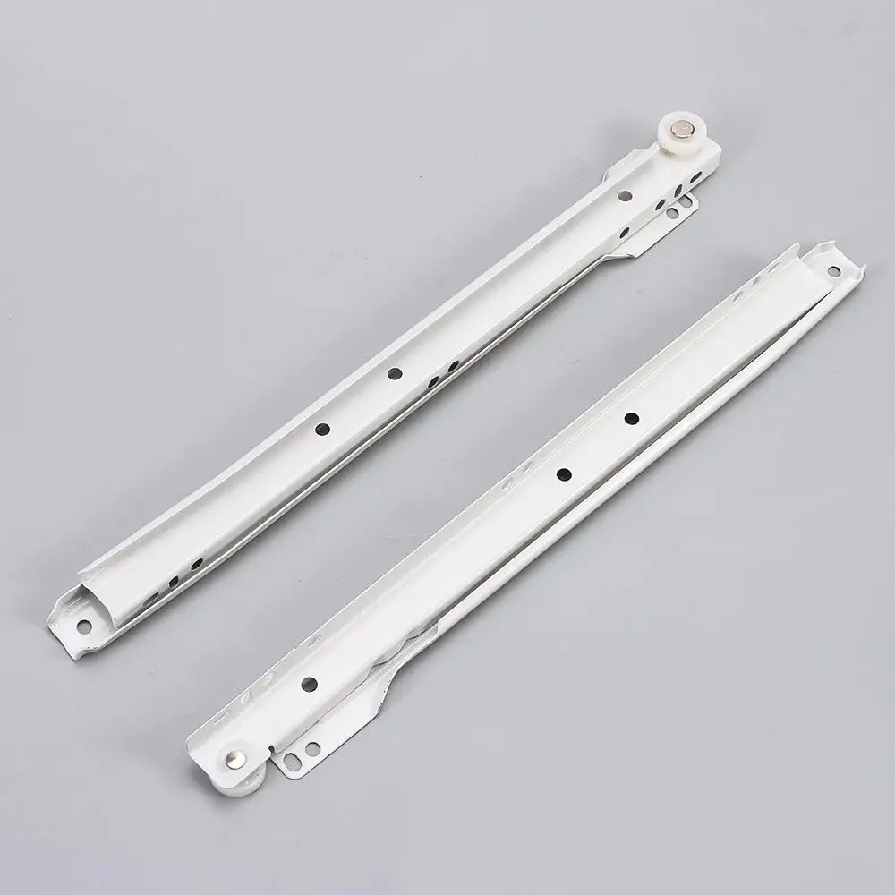 1Pair Chute Cabinets Keyboard Roller Pulley Furniture Slides Mute Two Section Drawer Track Slides Cabinet Rails