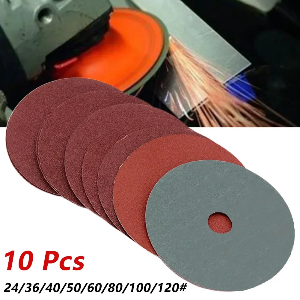 10Pcs 4inch Ginding Wheel Sanding Disc 16mm Bore Resin Fiber Abrasive 24-120 Grit For Angle Grinder Electric Polishing Machine