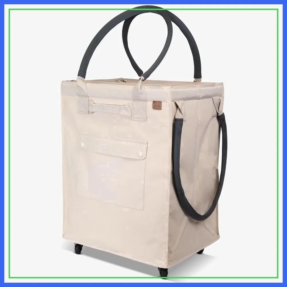 

90L Collapsible Rolling Shopping Cart with Wheels for Groceries, Laundry