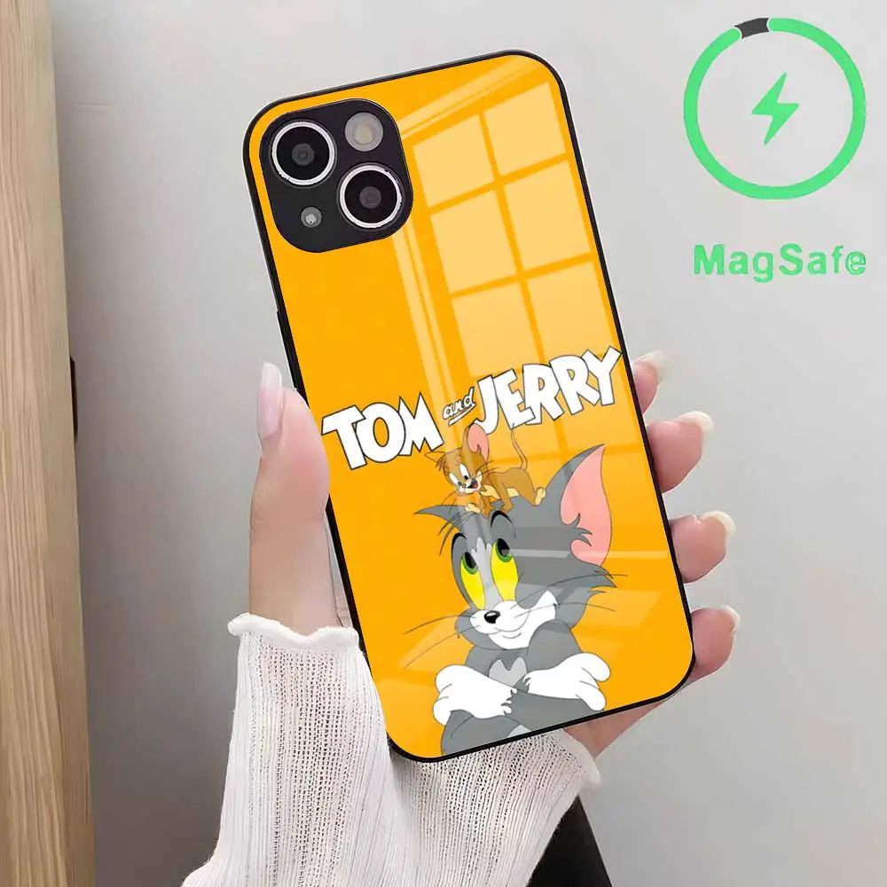 Cartoon J-Jerrys T-Toms Phone Case For Iphone 17 Air 16 15 14 Plus 13 12 Mini 11 Pro Max Glass Magnetic Case view 4