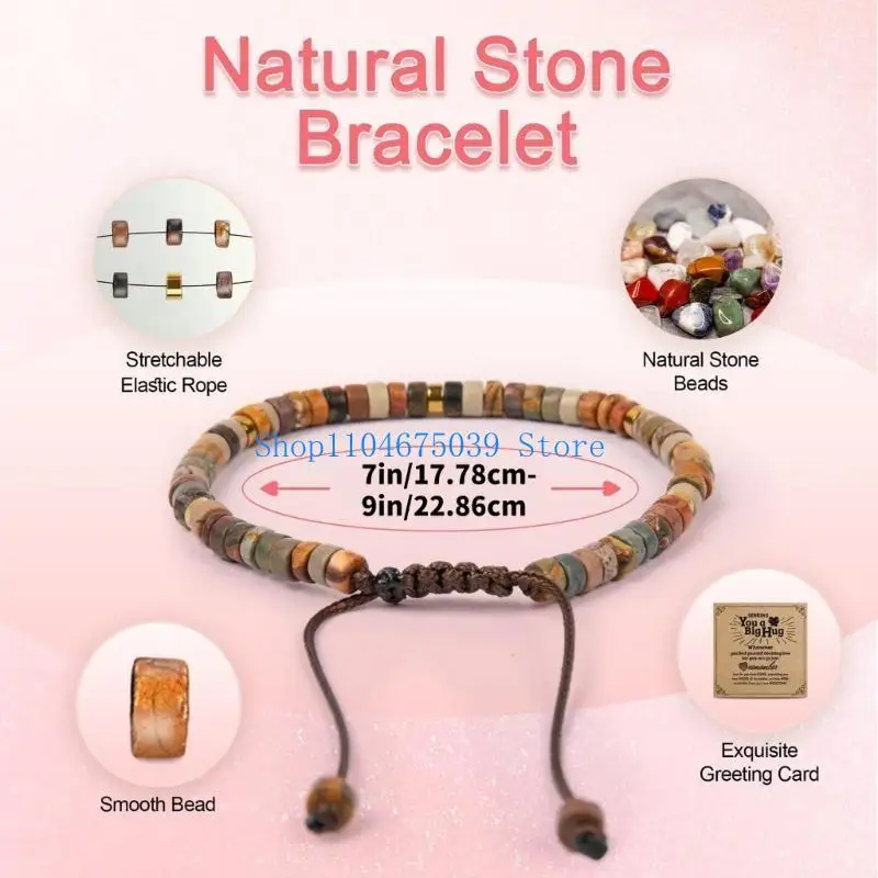 سوار حجري قابل للتعديل 5ASD بتصميمات يدوية فريدة وبطاقة مباركة مناسبة للهدايا في أعياد الميلاد للاستخدام اليومي #6