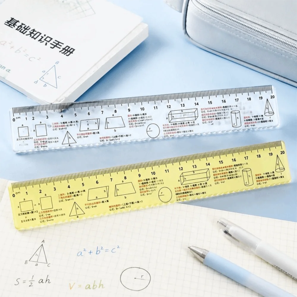 Plastic Mathematical Formula Ruler Transparent Printed Formula Geometry Drawing Ruler Easy to Read Lightweight