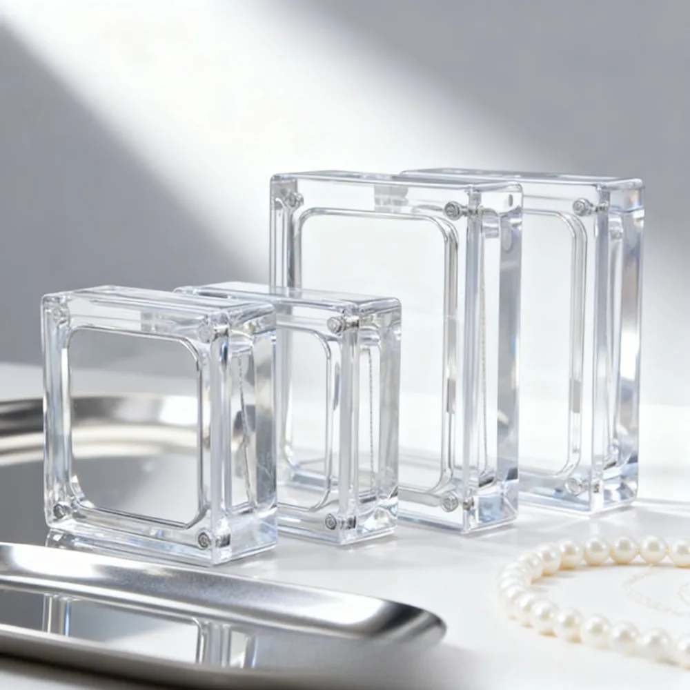 

2pcs Acrylic Material Transparent Square Display Case Jewelry Storage Package Box Show Display Gift Multi-purpose Case Container