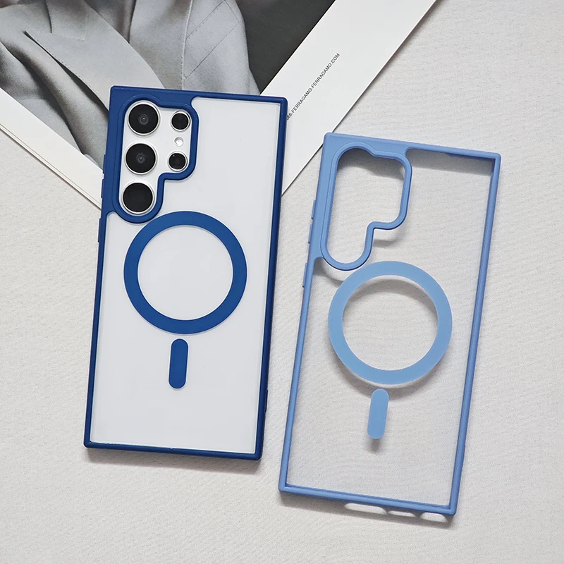 حافظة شفافة مغناطيسية للشحن اللاسلكي Magsafe لهاتف سامسونج جالاكسي S25 S24 Plus Ultra S24 FE S23 S22 غطاء أكريليك رفيع للغاية #6